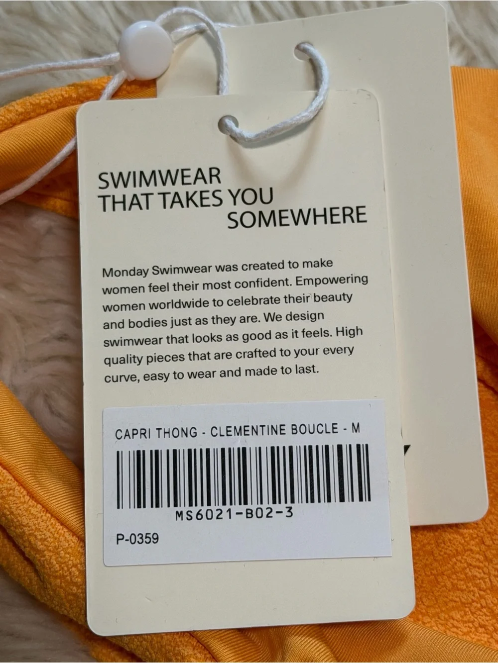 NWT Monday Swimwear Honolulu/Capri Bikini in Clementine Boucle - Size Medium